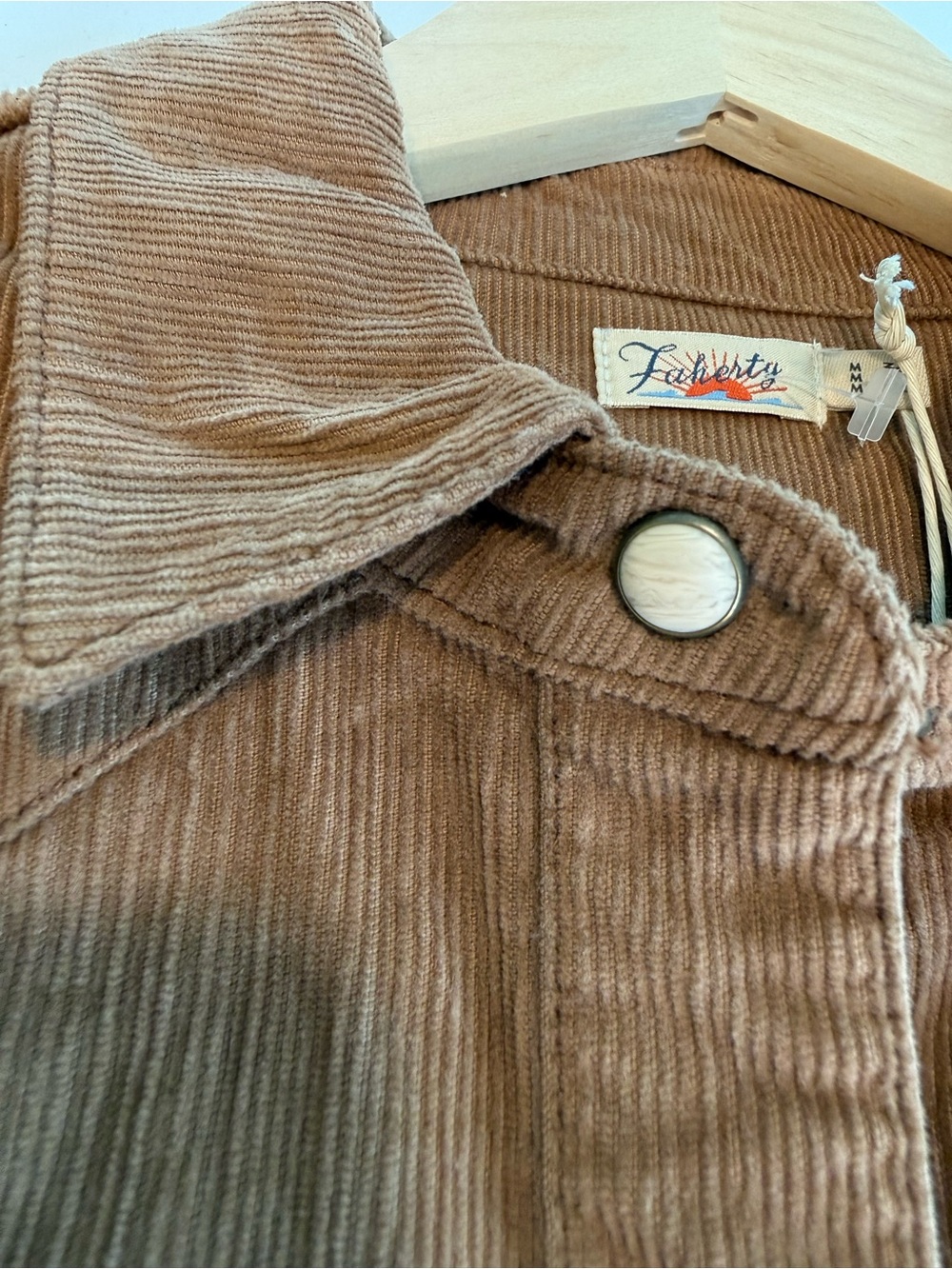 Faherty Stretch Corduroy Western Shirt Saddle Brown Snap Front Size M - Picture 10 of 11